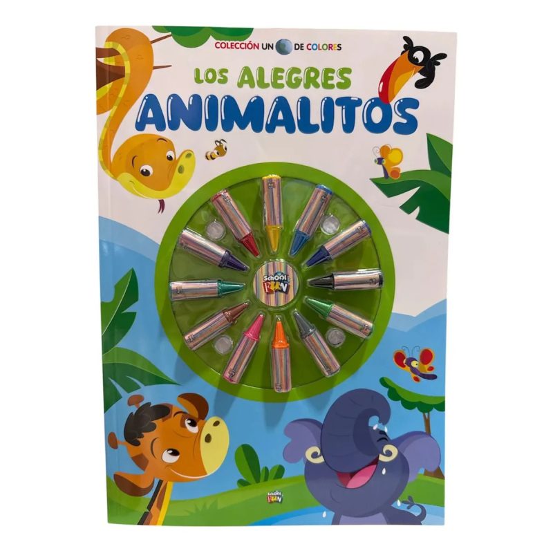 UN MUNDO DE COLORES-LOS ALEGRES ANIMALITOS (incluye 12 crayones)