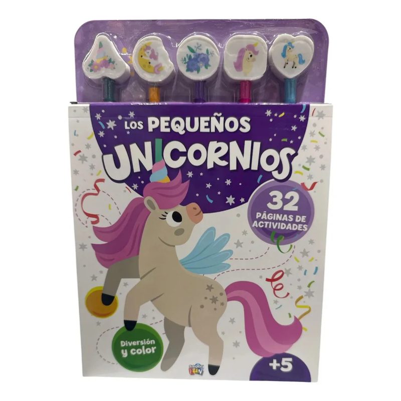 DIVERSION Y COLOR - LOS PEQUEÑOS UNICORNIOS + 5 LAPICES CON GOMA
