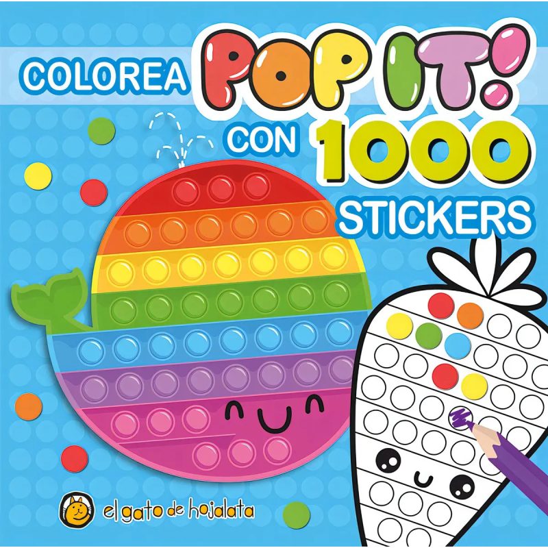 COLOREA POP IT CELESTE CON 1000 STICKERS  BALLENA