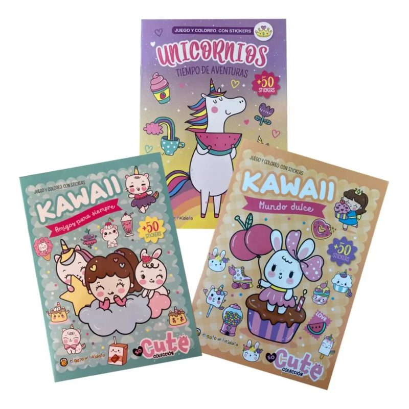 JUEGO Y COLOREO CON STICKERS KAWAII AMIGOS PARA SIEMPRE